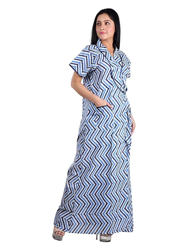 Women’s Cotton Nighty Short Sleeve Maxi Nightwear | Soft Comfortable Sleepwear | Printed Long Night Dress for Ladies | Daily Loungewear Home Wear | Summer Wear