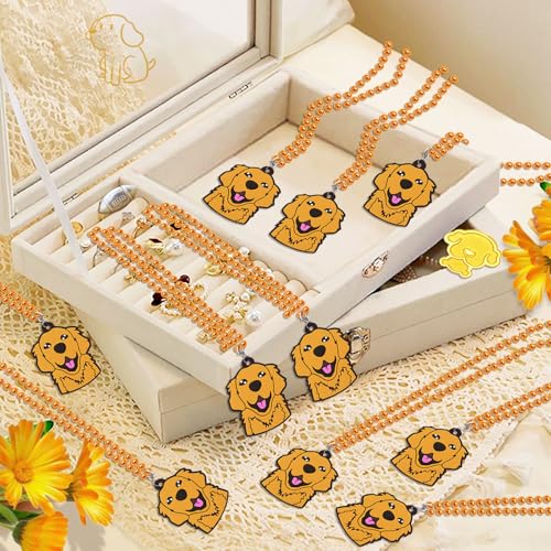 Image of 24 Pack Golden Retriever Necklace Party Favors for Animal Baby Shower, Birthday Party Goodie Bag Fillers, School Carnival Rewards, Photography Props, Home Decorations, Classroom Prize