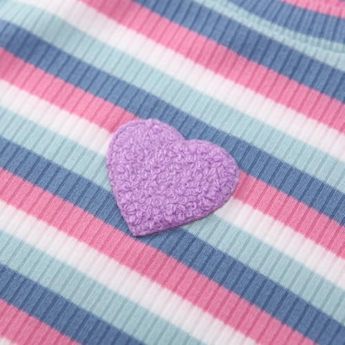 OPAWO Girls Long Sleeve Shirts Ribbed Knit Lettuce Trim Tee Shirt Tops, Little Girl Striped Blouse Undershirts Size 3-9 Years4