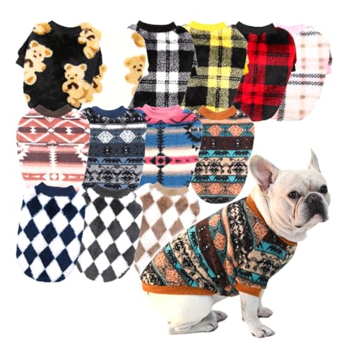 フレンチブルドッグ フレブル Tシャツ 新色 犬 冬服 もこもこ フワモコ ドッグウェア 秋 冬 暖かい 可愛い ペットウェア 猫服 暖か 極暖 防寒 タータンチェック 上品 パピー 子犬 仔犬 KM404TS (XLサイズ, B チェックブラック)