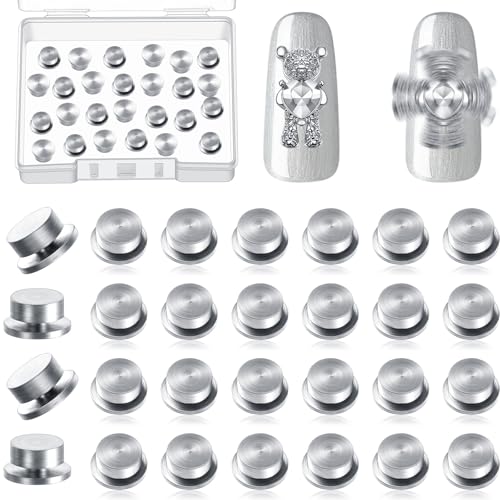 Leelosp 30 Pieces Spinning Nail Charms Nail Art Rotating Charm Bearing Art Tool Rings Jewelry Rotating Tools 3D for Women Girls Crafting Jewelry Accessories(Silver 0.16 x 0.2 x 0.1 Inches)