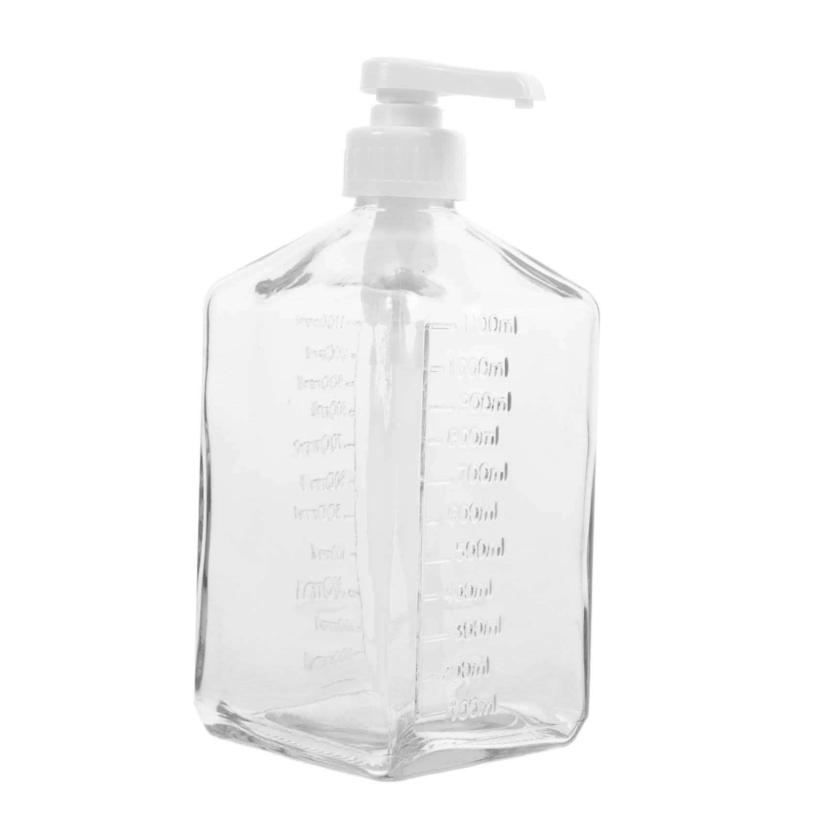 Glas Sirupspender 1100ml mit Kunststoffpumpe Messfrei und Einfache Dosierung für Bäckerei und Supermarkt zum Praktischen Servieren