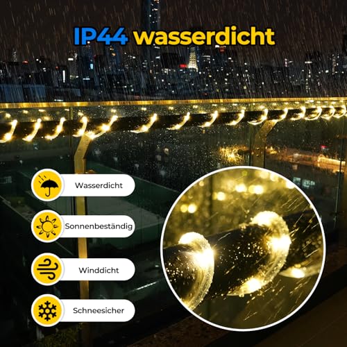 OxyLED Lichterschlauch Aussen, 20m 300 LEDs Lichtschlauch Außen IP44 Wasserfest 8 Modi Dimmbar per Fernbedienung Led Schlauch Outdoor für Weihnachtsbeleuchtung Party Hochzeit & Innen Außen Dekoration