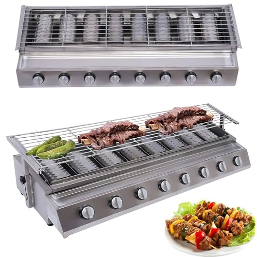 Parrilla de gas comercial, parrilla de barbacoa al aire libre de 8 quemadores, acero inoxidable para catering y barbacoas de jardín