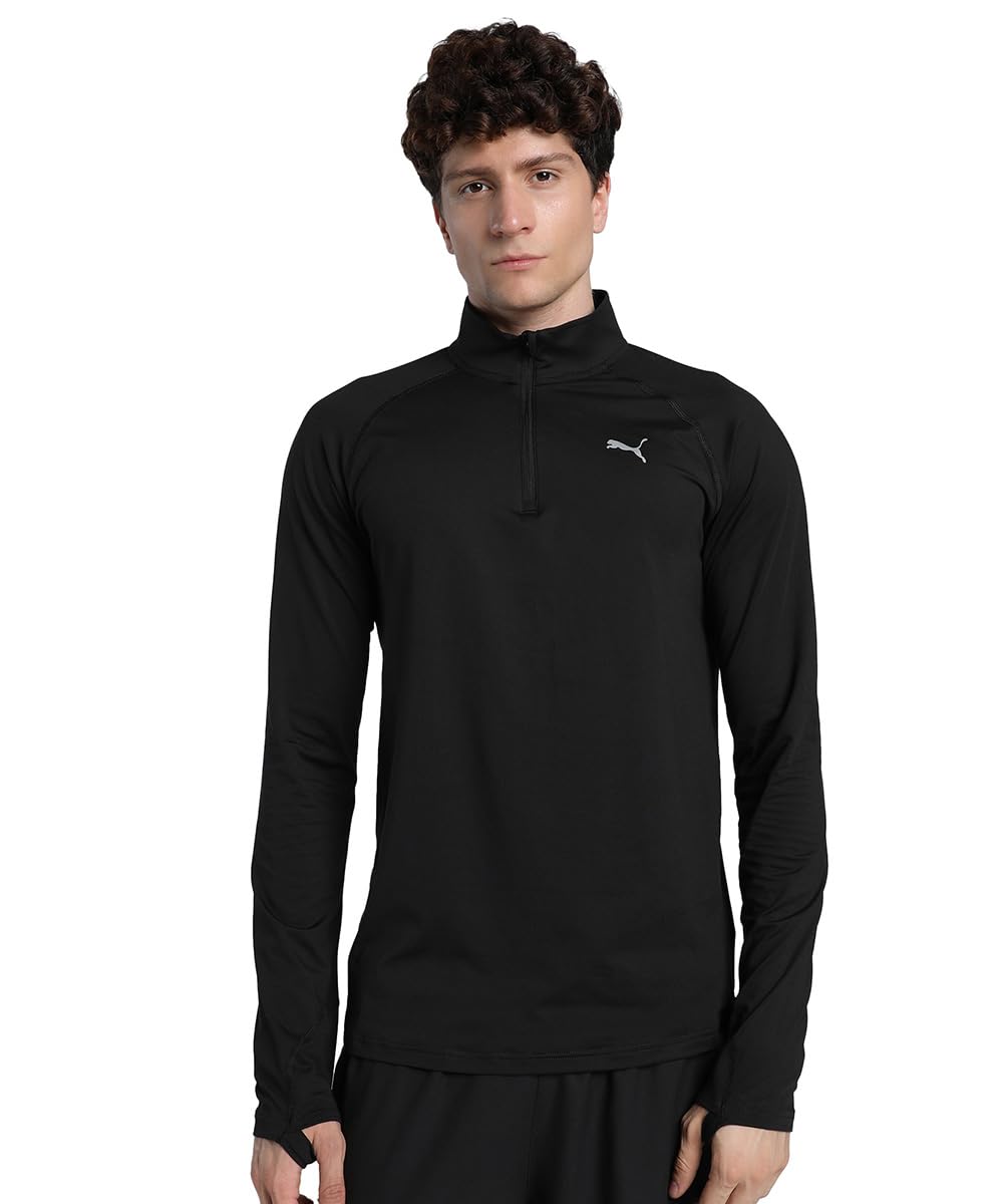 PUMA Men's Velocity CLOUDSPUN Half Zip Running Top, black, XL