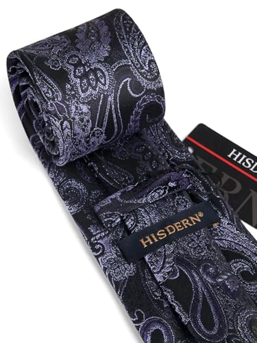 Image of HISDERN Ties for Men Paisley Floral Tie Handkerchief Classic Woven Business Formal Necktie and Pocket Square Set Wedding