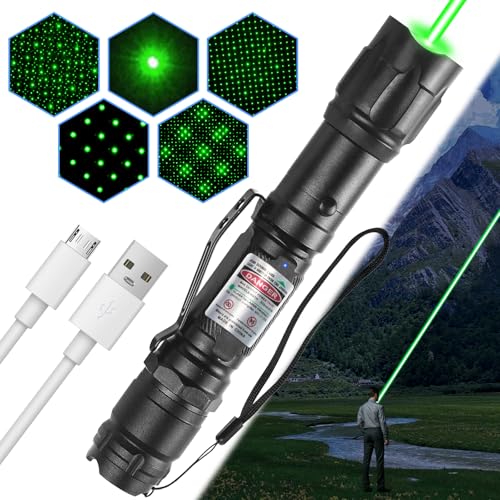 LETEAPII Green Light Flashlight Rechargeable, Long Range Adjustable Focus Tactical Beam for Outdoor...