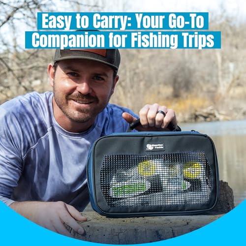 Image of Reaction Tackle Deluxe Bait Binder, Water Resistant Soft Bait Storage System for Soft Plastics and Rigs with Zippered Sleeves, Mesh Bag