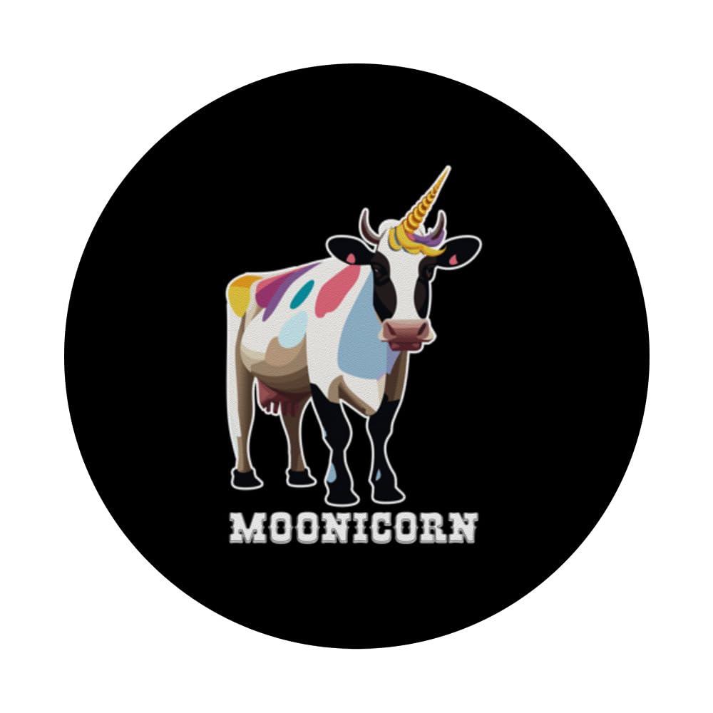 Moonicorn Funny Cow Unicorn Farm Lovers PopSockets Swappable PopGrip, Black - Image 3
