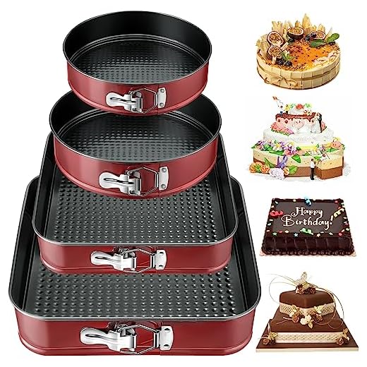 FAMKEEP Moldes para Pasteles 4 Piezas Molde de Horno Desmontable,Moldes Para Pasteles Fondo Desmontable,Molde de Pastel Redondo para Pasteles ideal para tartas de queso y esponjas (6"/ 8" / 9"/10")