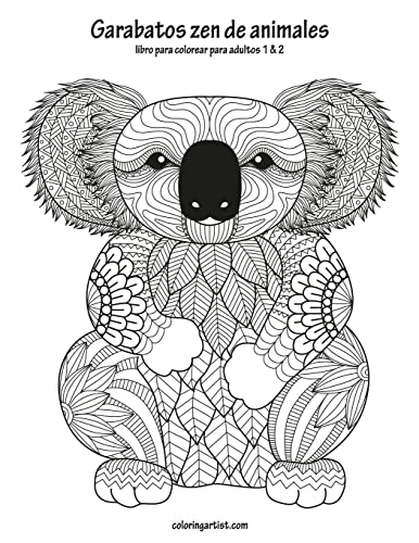 Garabatos zen de animales libro para colorear para adultos 1 & 2 (Spanish Edition)