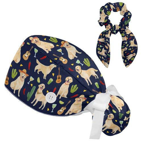 Gorro quirúrgico mujer con botones azul marino miniatura 1