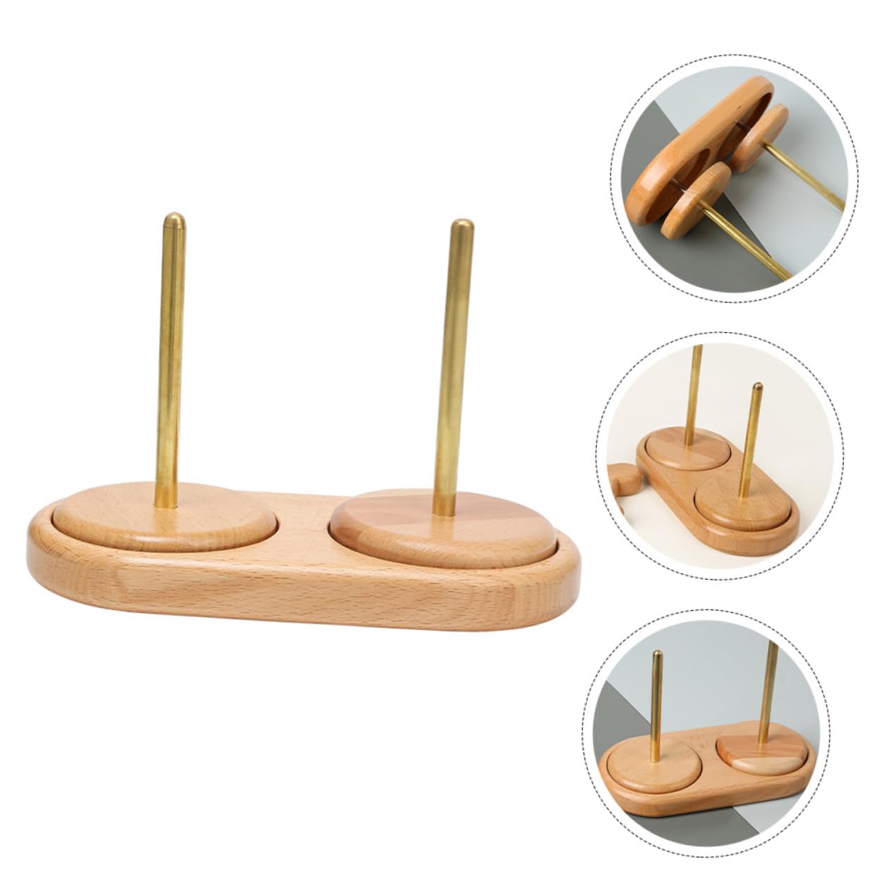 Alipis Garnrollenhalter aus Buchenholz Drehbarer Garn Organizer mit Doppel Achse Spulenhalter für Stickgarn und Strickzubehör Tragbarer Nähgarnständer für Selbstgemacht und Häkeln