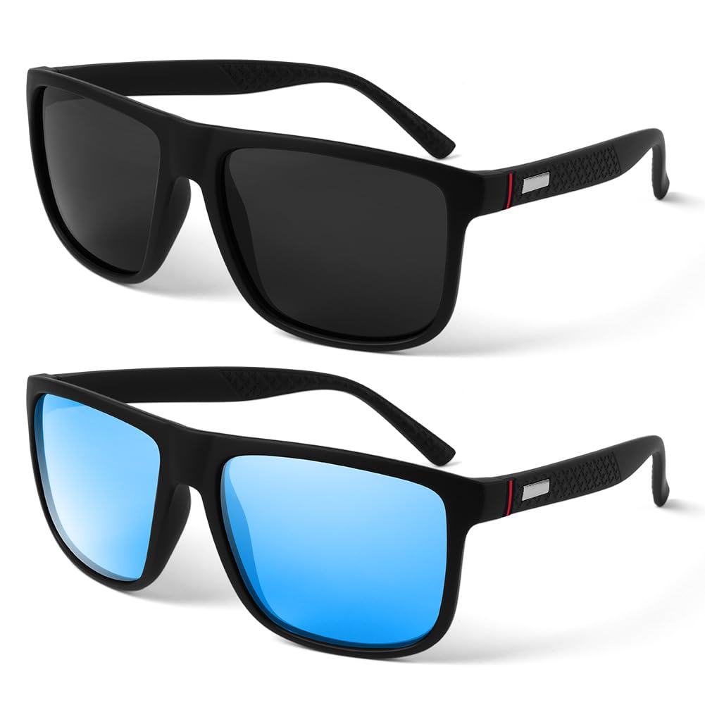 AUYAO Okulary przeciwsłoneczne dla mężczyzn i kobiet, okulary polaryzacyjne ochrona przed promieniowaniem UV, okulary przeciwsłoneczne retro, prostokątne okulary przeciwsłoneczne polaryzacyjne do
