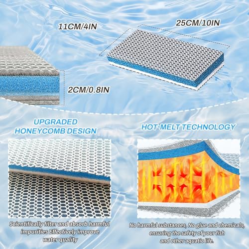 Image of Blutails Premium Large Size 8D Multi-Layer Premium Aquarium Filter Sponge Pad - 50 * 11 cm (Pack of 2) Nano Gel-Free Aquarium Sponge for All Aquarium Filters.