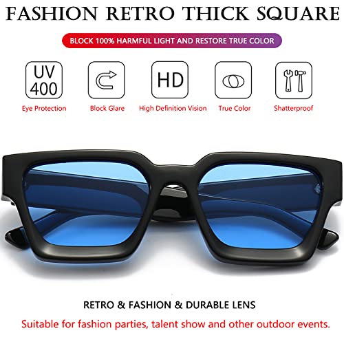 Image of AIEYEZO Square Sunglasses for Women Men Square Thick Frame Sun Glasses Simple Designer Style Shades