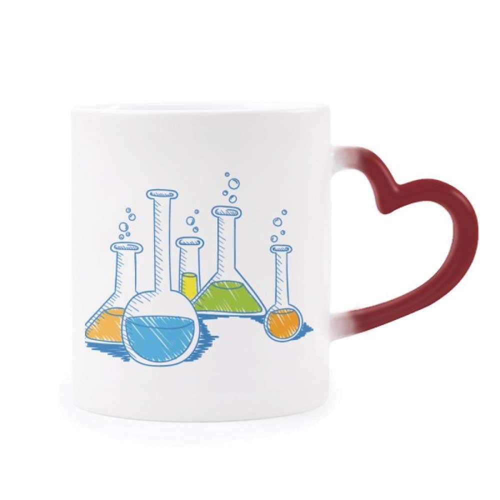 Mug test tube liquide chimie sensible à la chaleur rouge