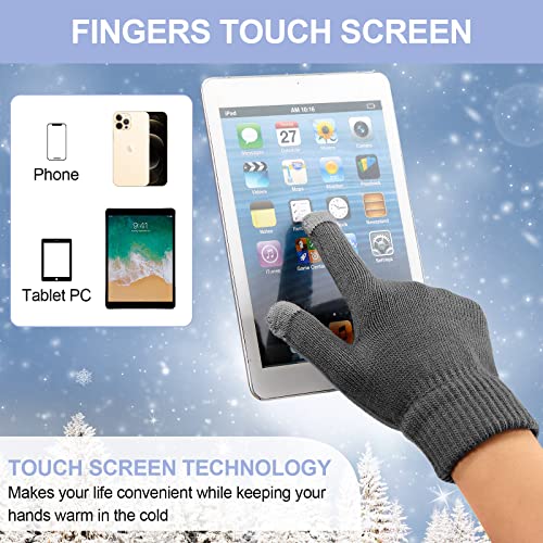 12 Pieces Kids Winter Hat Glove Scarf Sets Thick Fleece Lining Cap Knitted Beanie Warm Touchscreen Mitten Neck Warmer Gaiter for Boys and Girls, Age 5-144