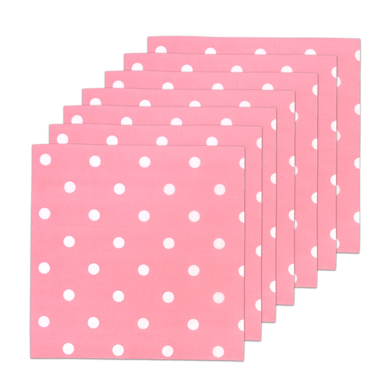 Disposable Striped Chevron Polka Dot Pink Paper Luncheon Napkins 60 Count 13"x13"