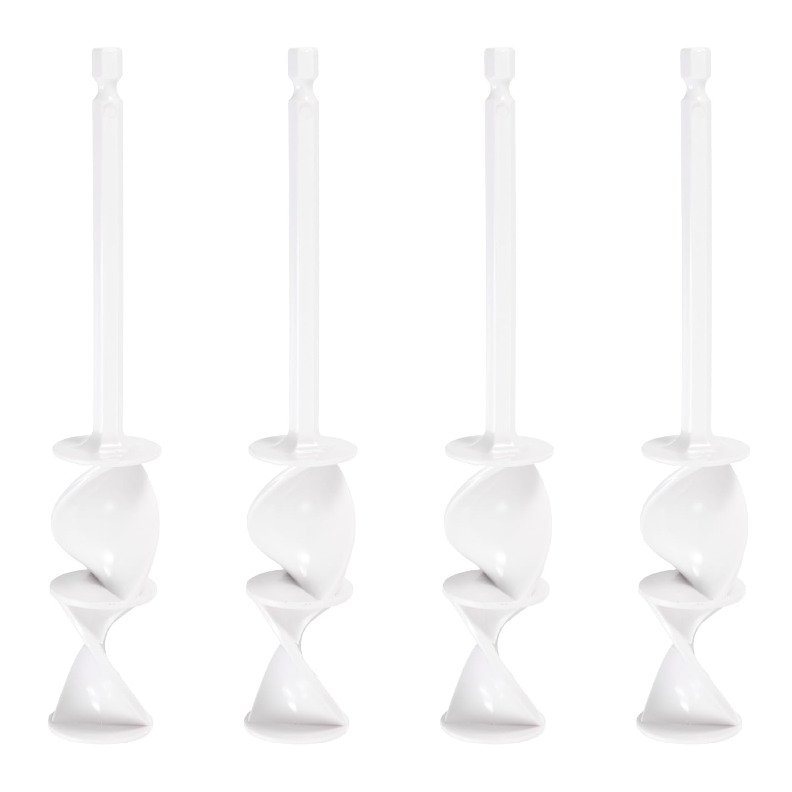 sourcing map 4 Pcs Drill Paint Mixer Epoxy Resin Mixer Helix Reusable Silicone Paint Stirrer Attachment for Power Tool Drills Mixing Resin Pigment Epoxy Silicone(White)