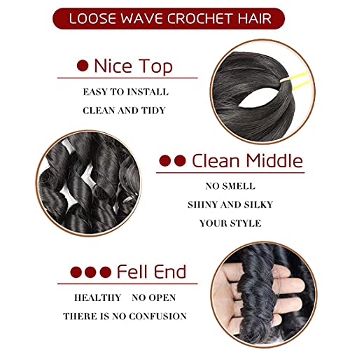 WoWCFyyds French Curl Braiding Hair 20 Inches Loose Wave Crochet Braids Hair 4 Packs Large Wavy French Curl Bouncy Braiding Hair Curly Synthetic Hair Extensions (150 g/Packs .1B) - Image 3