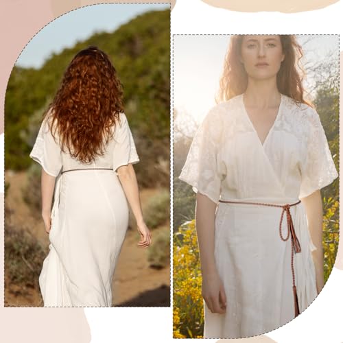 3Pcs Women's Braided Knotted Waist Belt Tassels Chain Belt Boho Rope Chain Skinny Tie Waistband for Skirt Dress4