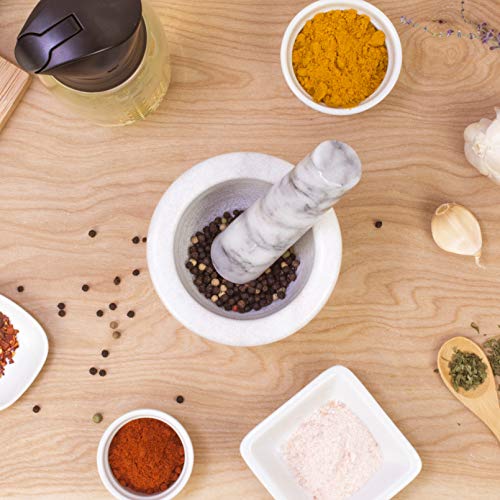 Hic Footed Mortar And Pestle Set, Spice Herb Grinder, Solid Carrara Marble #TOP5