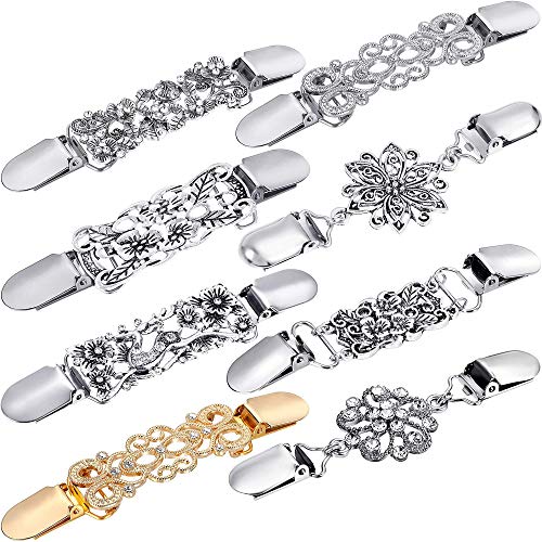 Onwon 8 Pieces Elegant Sweater Clips Flower Patterns Brooch Shawl Clips Dresses Cardigan