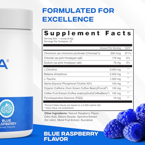 Image of XEELA Pre Workout Powder - Clean & Tested - Jitter Free, Safe, and Natural - Increase Thermogenic Energy, Focus, and Endurance w /Creatine, Organic Caffeine, and Plant Based Citrulline (Blue Raspberry)