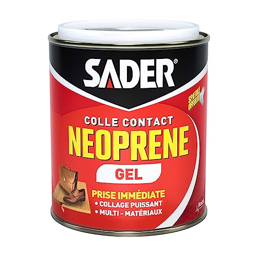 Sader Colle Contact Néoprène Gel – Colle Extra Forte Tous Matériaux – Prise Immédiate – Idéale pour Supports Poreux ou Verticaux – Spatule Incluse...