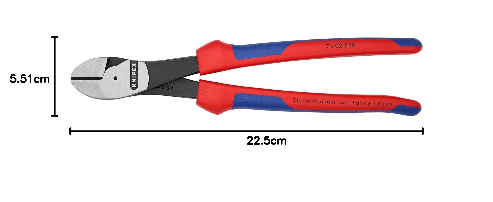KNIPEX Tronchese laterale per meccanica tipo forte con manici comfort 250 mm, 74 02 250