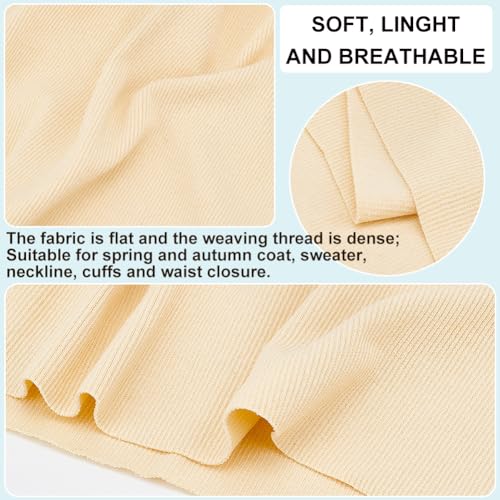 BENECREAT Knitted Rib Fabric, 65x23cm Cotton Stretch Ribbing for Waistband Neckband Cuffs Jacket Extension Sewing, Bisque - Image 4