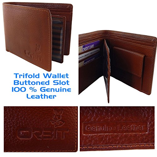 Image of Orbit Men's Genuine Leather Premium Wallet, Money Purse - 1580-Tan
