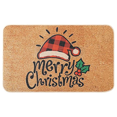 Christmas Door Mat Xmas Hat Decorative Welcome Non-Slip And Washable Doormat Delicate Vivid & No Fading Porch Recycled Rubber Back Doormat Rugs For Indoor Outdoor 30" X 17" #TOP6