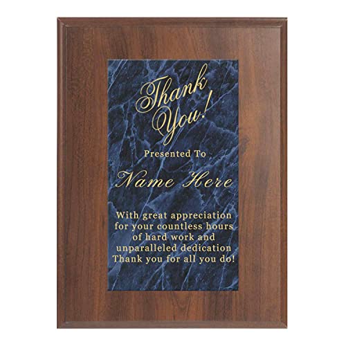 K2AWARDS Blue Marble Mist Cherry Plaque - Custom Plaque Award with Personalized Name (5x7)