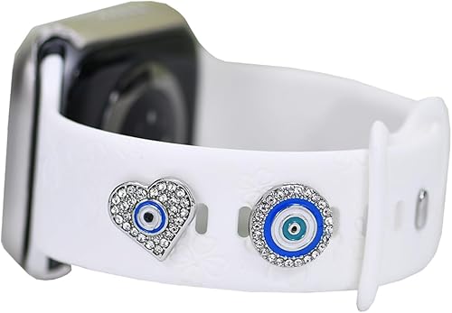 Dijes de correa de reloj para Apple Watch para mujer, anillos decorativos compatibles con correas de silicona Apple de 1.929 in, 1.772 in, 1.732 in,
