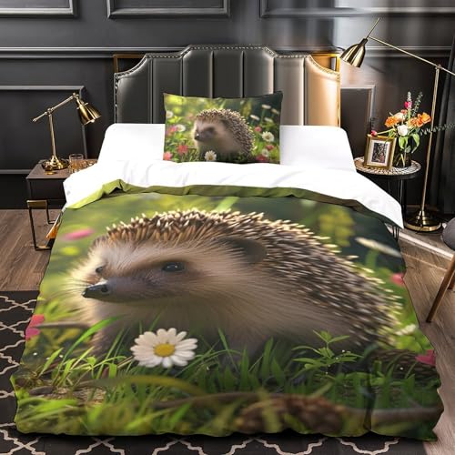 Housse de couette hérisson 3D en microfibre anti-plis pour lit simple 135x200
