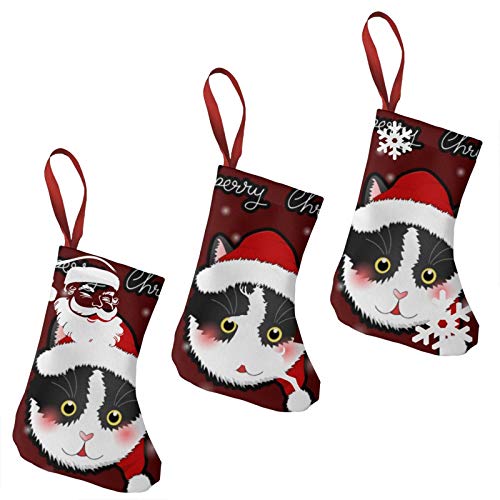 Calcetín de Navidad, diseño de Papá Noel, color negro, blanco, con diseño...