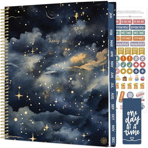 bloom daily planners 2026 Planner (January to December) - 8.5” x 11” Weekly & Monthly Dated Agenda Organizer Book with Stickers & Tabs - Flexible Soft Cover - Midnight Sky