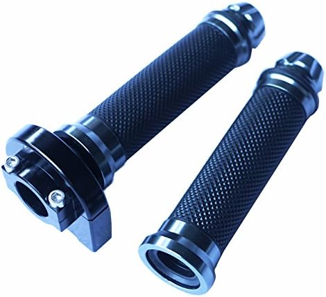 Yibid Motorcycle 7/8" Handlebar Rubber Gel Hand Grips and Throttle Black Aluminum Gas Tube for Yamaha Scooter Racer Bobber Clubman Sport Custom Street Bike, Gray