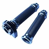 Yibid Motorcycle 7/8" Handlebar Rubber Gel Hand Grips and Throttle Black Aluminum Gas Tube for Yamah