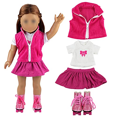 Miunana 2 Sets Kleidung & 2 Schuhe Schlittschuhe für 45-50 cm Puppe 18 Inch Doll Puppen American Girl Doll Stehpuppen… – Bild 3