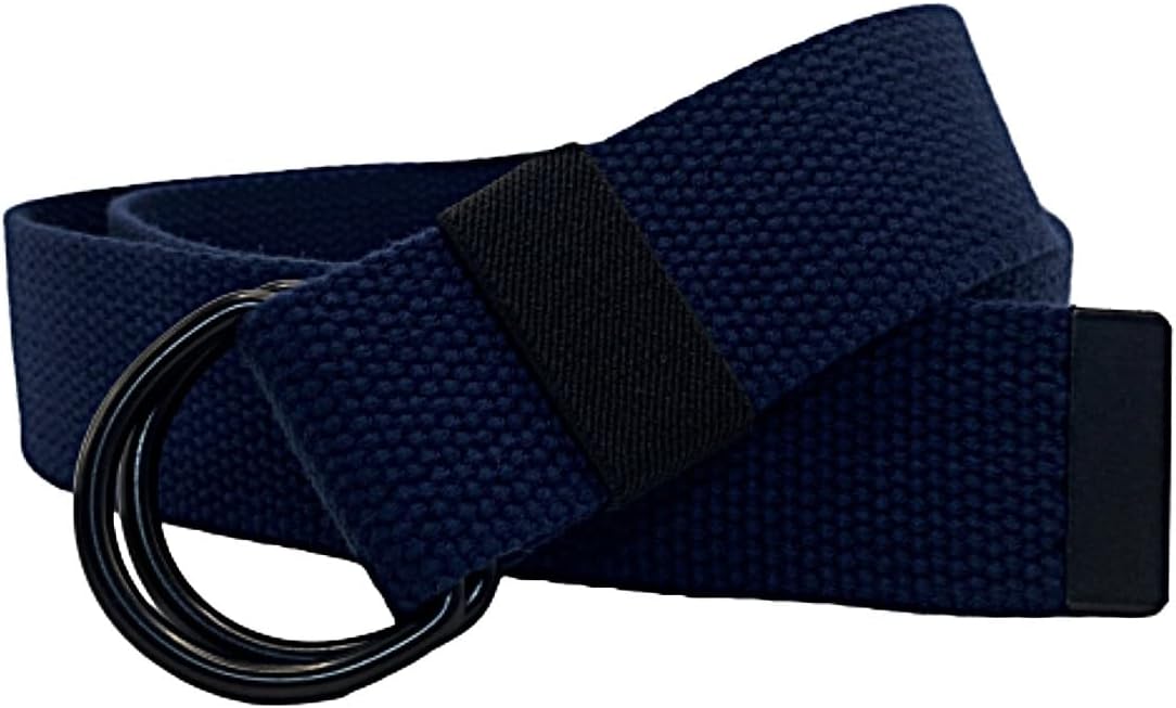 Black D-Ring Web Belt Canvas Belt for Men Women Jeans Belts 1.5'' Wide thumbnail