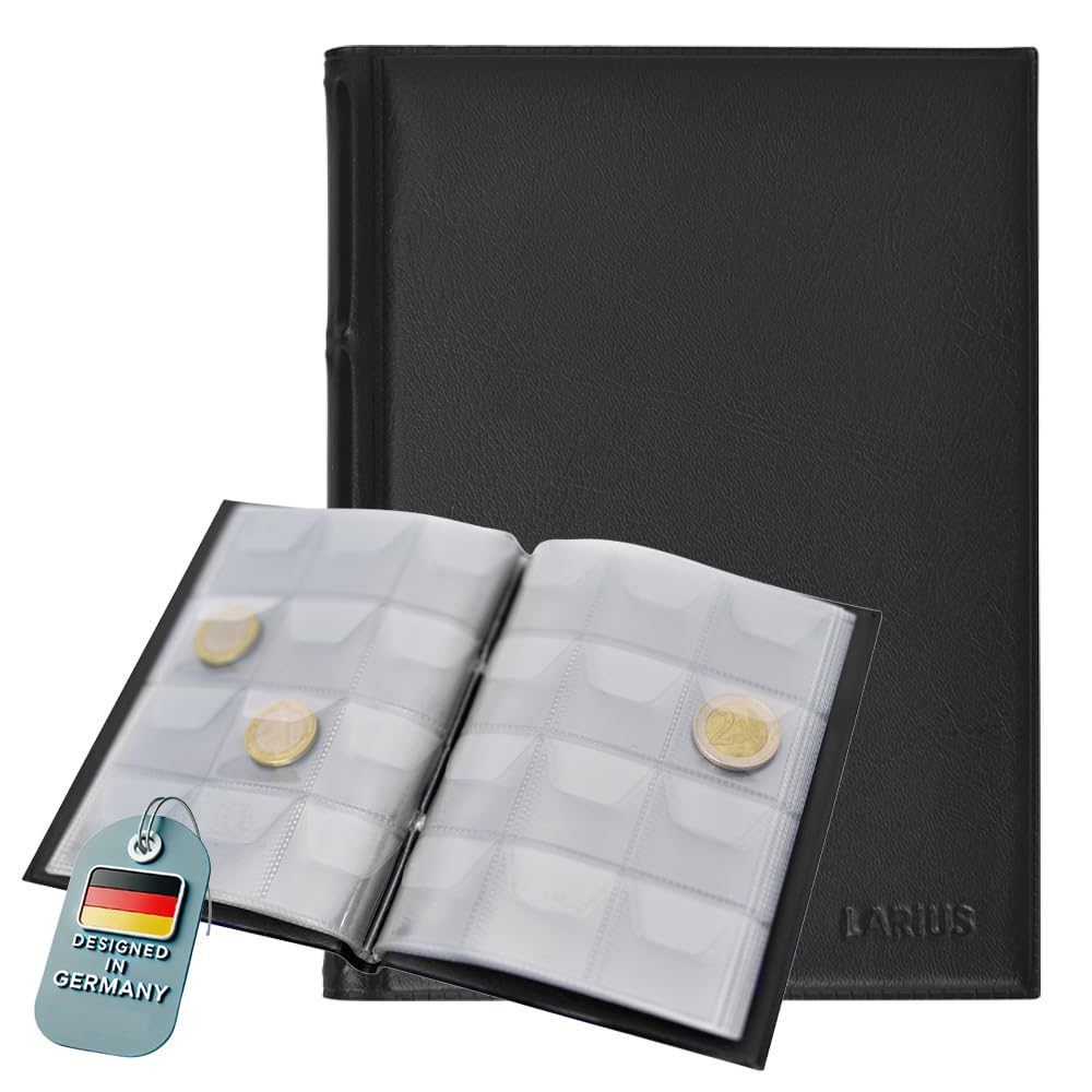 Coin Album for Collectors – 120 Coin Collection Book – Coin Holder Album for Pounds, Euros, Dollars – Pocket Coin Collecting Album