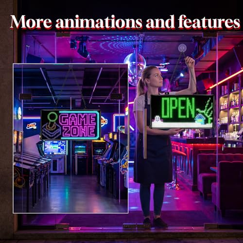 Image of Programmable LED Open Sign, P5 Resolution Indoor Store LED Sign, Bluetooth APP, for Business Retail Shop Window Display (13 inch x 8 inch /P5 Res.)