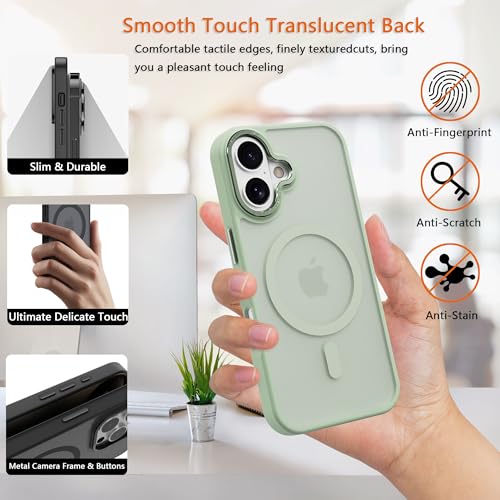 Image of Magnetic for iPhone 17 Phone Case, [Compatible with MagSafe], Screen Protector X1, [Military Grade Drop Protection],Matte Finish,Slim,Shockproof,Protective (Matcha Green, iPhone 17)