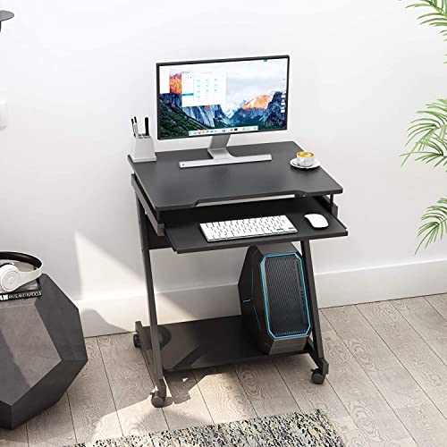 Mobile Standing Desk for Home Office with Keyboard Tray - Black