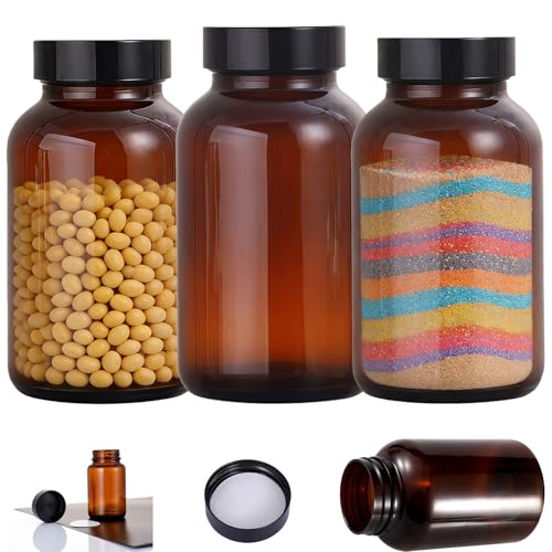 Ksnowqi 3PCS Tarros de Cristal con Tapas Hermética, Botes de Color Marrón Vacíos 750ml, Ámbar Frascos de Vidrio Con Tapa Espiral para Especias, Cereales, Nueces