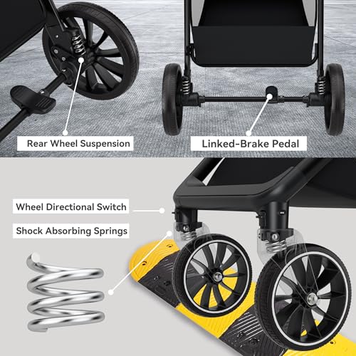 Image of Accombe 2-in-1 Convertible Baby Stroller for Newborn to Toddler | Skin-Friendly Breathable Fabric, All-Terrain Wheels for Smooth Ride, Adjustable Canopy with UPF50+ Protection