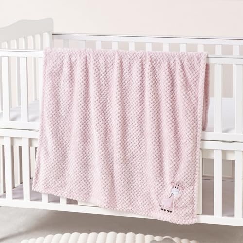 Image of CREVENT 2Pcs 75cmX100cm Cute Cozy Fluffy Warm Baby Blankets for Infants Toddlers' Bedding Crib Cot Stroller - Giraffe + Elephant